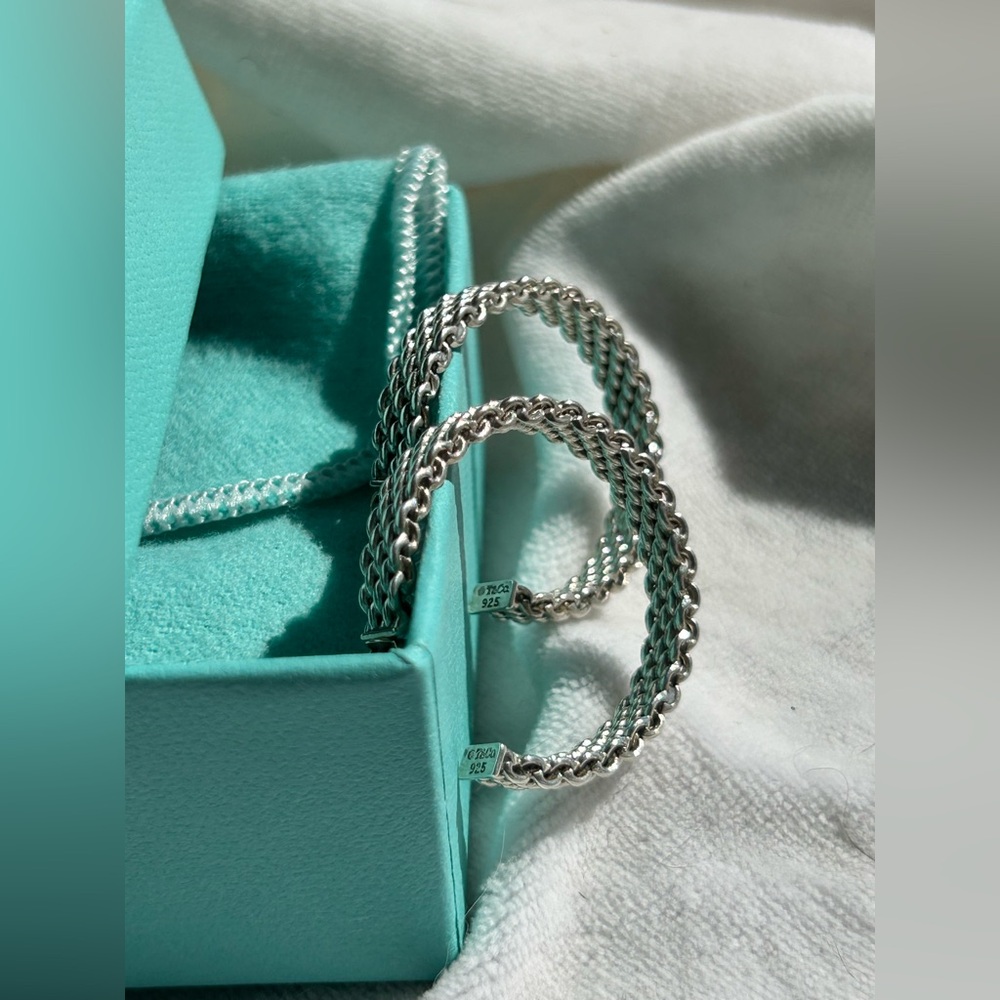 Tiffany & Co. Sterling Silver Somerset Collection Hoop Earrings